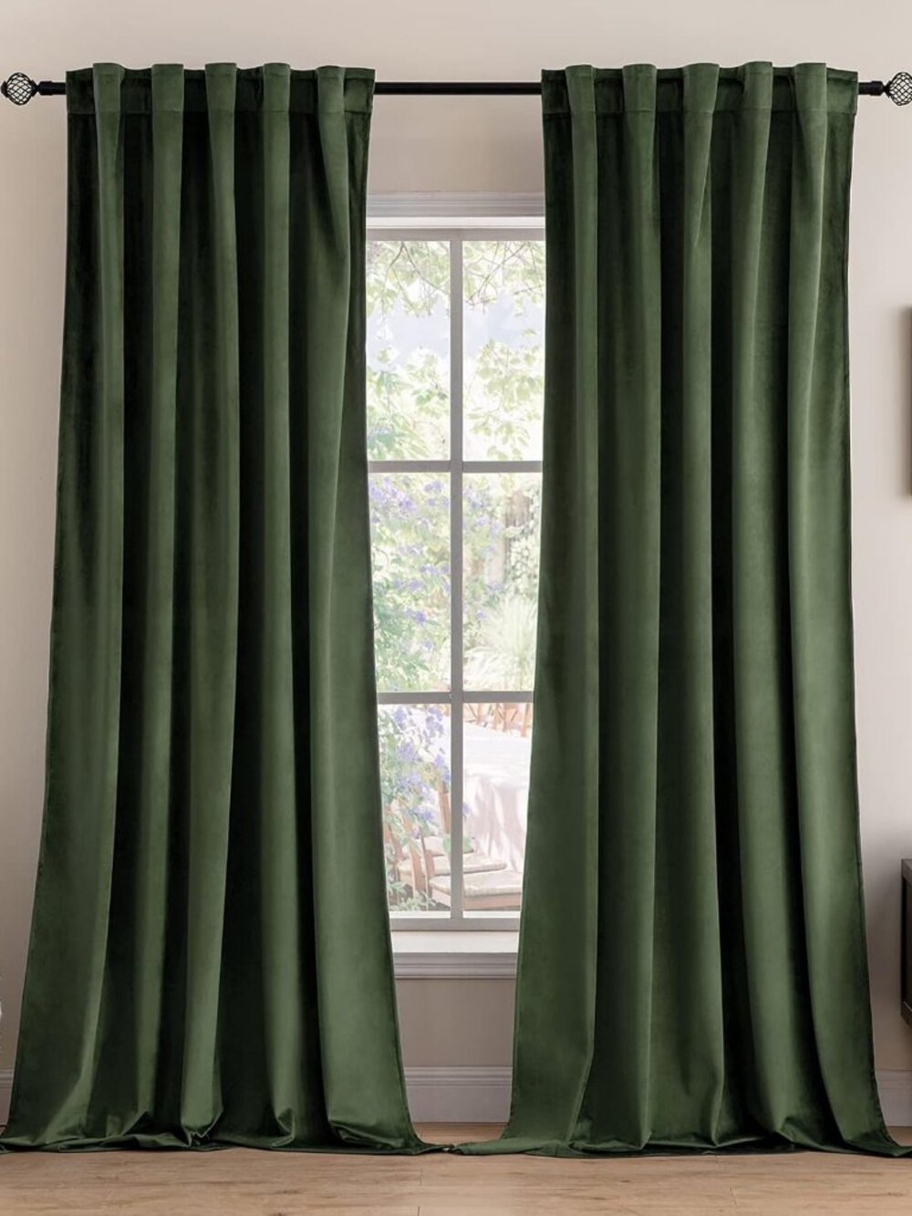 Velvet Curtains 52x96 inches 2 Panels Olive Green Blackout Curtains